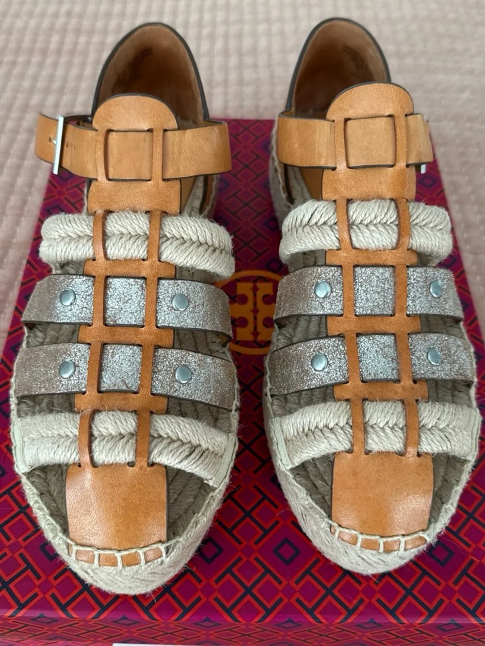 Tory Burch Cream Espadrille Platform Wedge